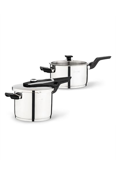 Madame Coco Ludovico Pressure Cooker Set - Steel - 4 Lt+6 Lt