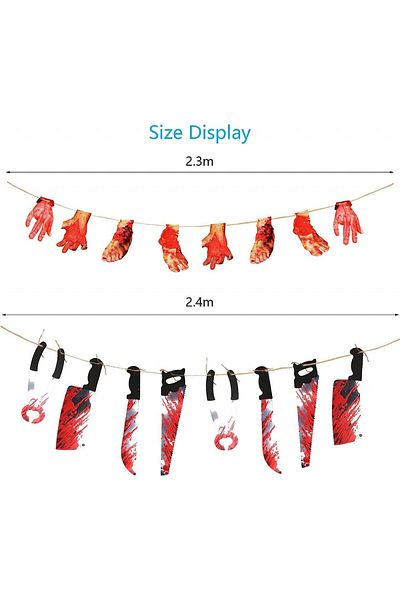 OEM Set of 2 Halloween banners KATOOM, plastic/cardboard, red/black, 2.3 / 2.4 m