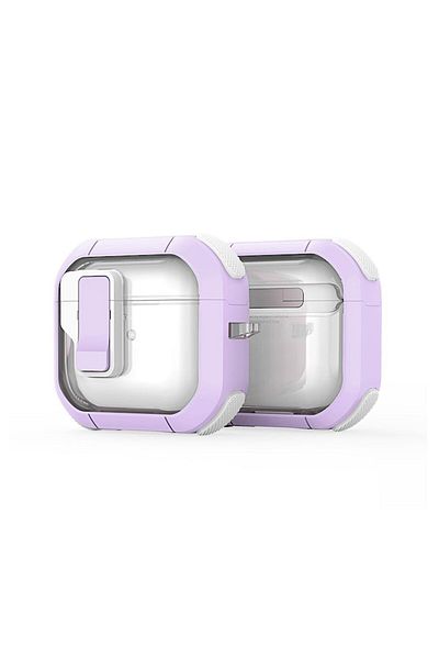 SOL Carcasă de înaltă protecție pentru Apple AirPods 4, Protect, T21, plastic dur, violet/alb