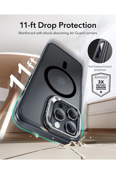 ESR iPhone 16 Pro Max Halolock Mag Safe Classic Hybrid Stand Silicone Case - Camera Control Button