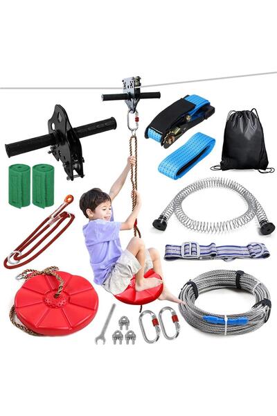 SERSIMO Set tiroliana pentru copii, cablu otel lungime 30m, capacitate 120kg