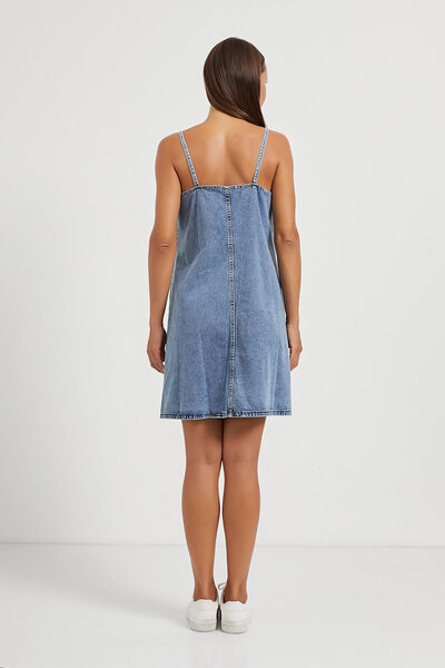 Arma Life Women's Thin Strap Summer Loose Bmblue Mini Denim Dress