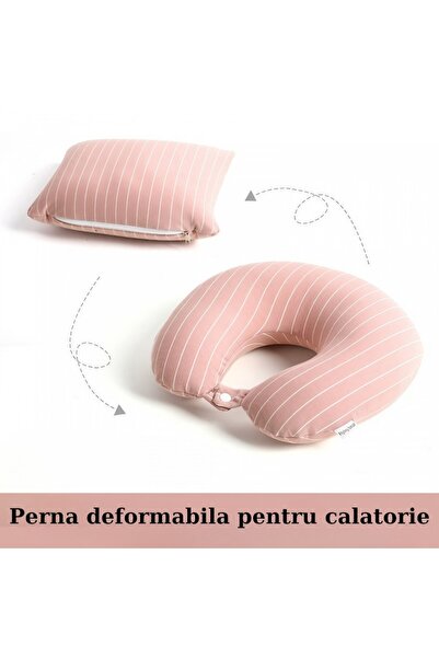 TnsAround Flippy travel pillow, 2-in-1, with memory foam particles, Pink