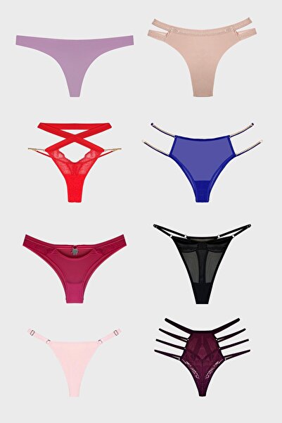 Cottonhill Kadın Bikini Külot Brezilya Külot Tanga Külot Karma Paket 5'li