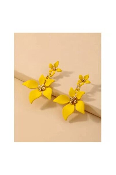 Inovius - Nude Flower-Shaped Earrings, Yellow