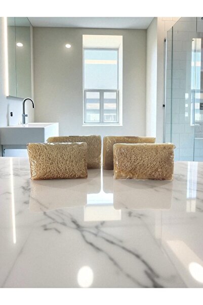 Tpm مجموعة صابون الأرز الطبيعي المصنوع يدويًا من ألياف اليقطين مكونة من 4 قطع 560 جرام