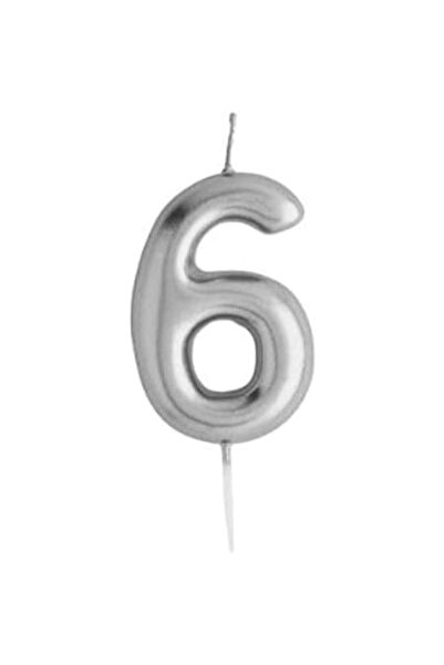 Briggs Lumânare argintie pentru tort de ziua de naștere, numărul 6, 4,5 x 2,5 cm