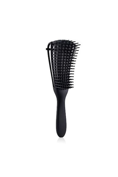Flo Flexible Brush for Detangling Curly/Wet and Dry Hair, 8 Mobile Arms, Black