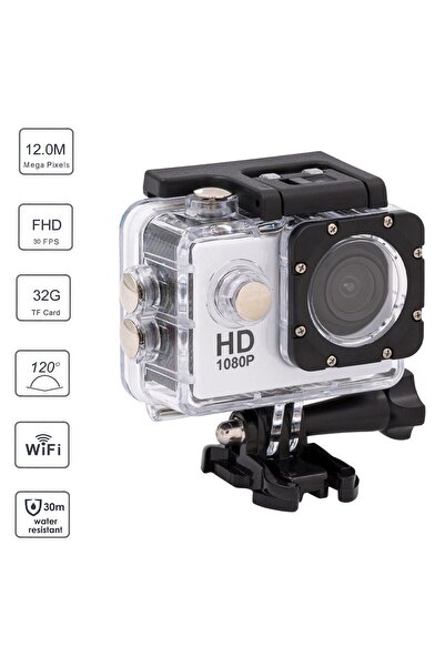 Mercaton Camera de Actiune, Full HD, Wifi, 30 Fps, Display 2 inch, 5 MP, Silver