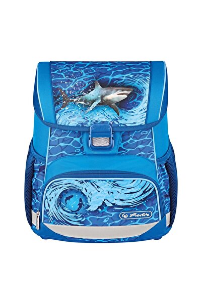 Herlitz Bucsă de rucsac neechipată, Culoare albastră, Material textil, Motiv albastru rechin, Dimensiuni 37x31x22cm