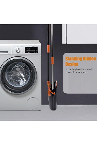 FEN Broom and dustpan set, For household use, Plastic/Steel, Orange/Black, Vertical storage