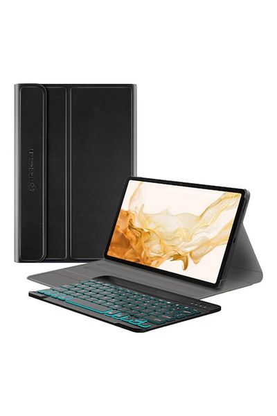 Flo Protective Case with Keyboard for Samsung Galaxy Tab S8 Plus, A54, Silicon Flex, Deep Dark