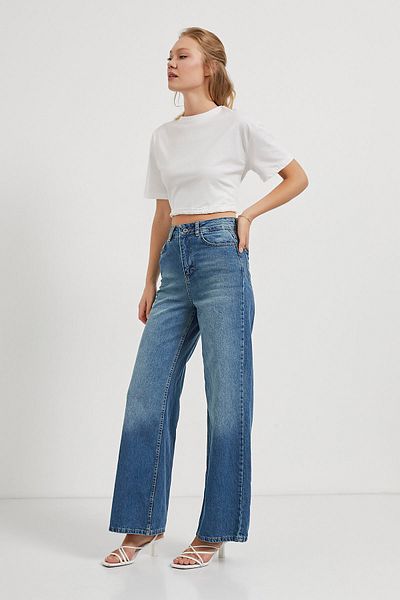 Arma Life Armalife 2403 High Waist Wide Leg Denim Women's Trousers