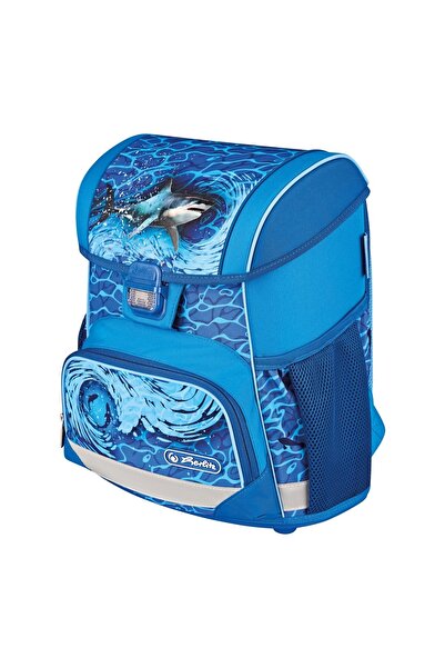 Herlitz Bucsă de rucsac neechipată, Culoare albastră, Material textil, Motiv albastru rechin, Dimensiuni 37x31x22cm