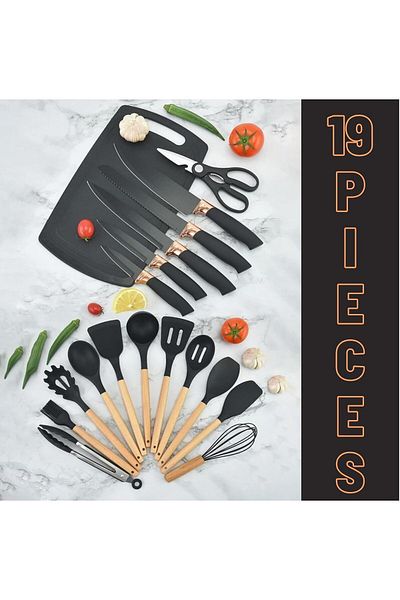 Bicchoo Kitchen Utensils Set, 19pcs Kitchen Utensils Set BPA-Free, Non-toxic Silicone Kitchenware Set