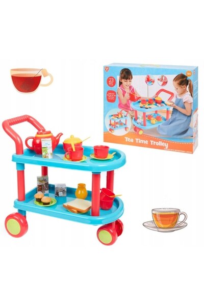 play Carucior de servire cu doua etaje PLAY, multicolor, plastic, 18 luni+, 23 de piese