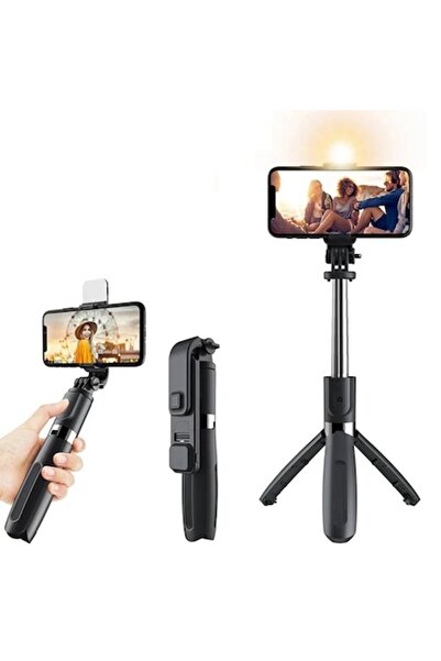 SOL Stick selfie cu trepied și telecomandă, 104 cm, extensibil A64, ABS și silicon, negru