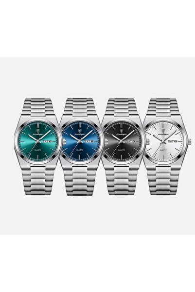 REDz Accessories Ceas bărbătesc premium, stil Business Lux, cuarț, oțel inoxidabil, negru argintiu