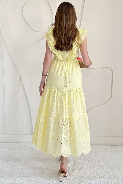 Elbee Fashion Woman Fırfırlı Düğmeli Elbise