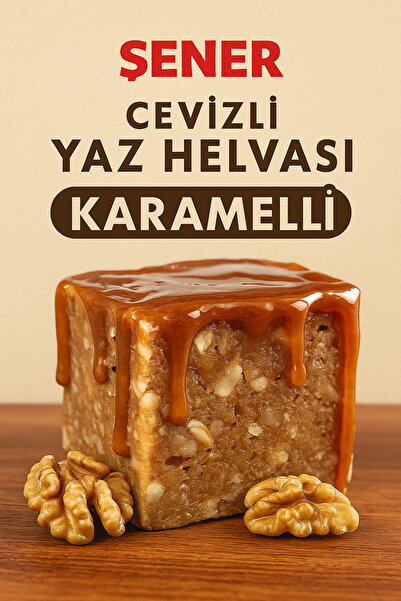 Şener KARAMELLİ CEVİZLİ YAZ HELVASI VAKUMLU AMBALAJ CEVİZLİ MEVSİM HELVA 350 GR