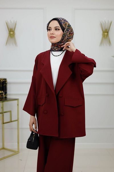 VALENS BOUTİQUE Women's Hijab Suit 2 Piece Jacket & Pants Set
