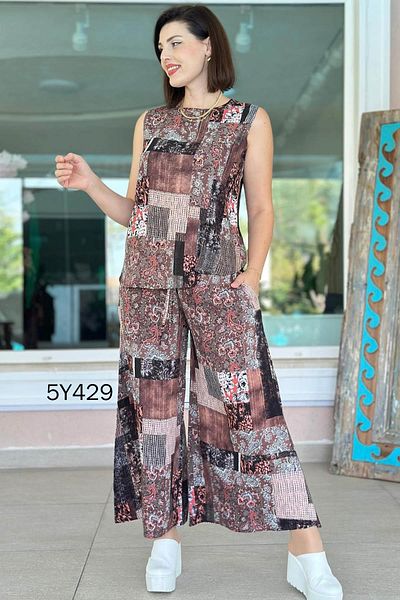 İnce Topuk Zero Sleeve Casual Viscose Suit 5Y429