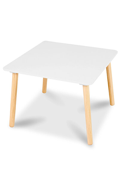 Ricokids Set masuta si 2 scaunele cu spatar din lemn pentru copii Alb,greutate suportata 80kg,Margin