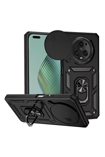 sols Husa pentru Honor Magic5 Pro, Kickstand Ring Cam Protect, Negru
