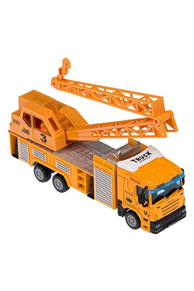 Herum Miniature Construction Crane Vehicle, 1:64 Scale, Metal and Plastic, Yellow