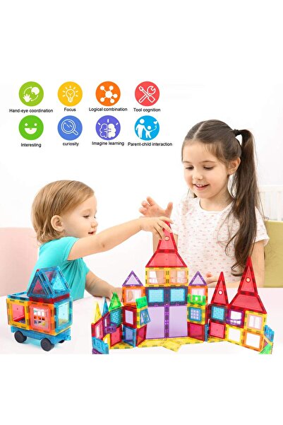 İSP Magnetic Construction Set with 107 Pieces, Educational and Creative, "LikeSmart MAG 107", Numerous Possibilities