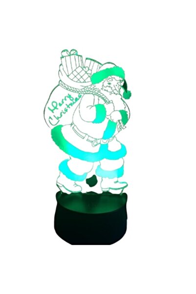 Flo Lampa de Veghe cu Telecomanda si Baterii/USB 3D Model Mos Craciun Multicolor