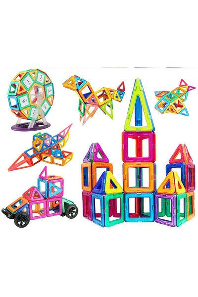 Est Set de Constructie, Magnetic Tiles 3D, Elemente Magnetice, Numeroase Posibilitati de Construire, Mag