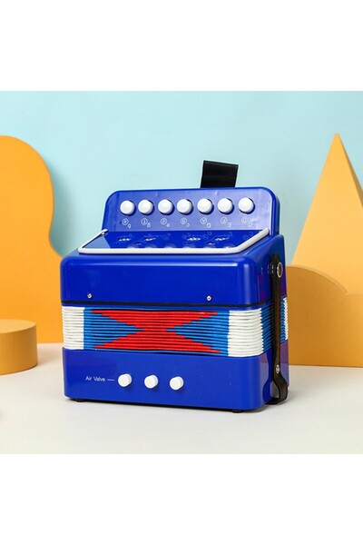 dalip Acordeon pentru copii, Flippy, acordeon de jucărie pentru educație timpurie, 7 butoane, 2 basuri, instrument muzical