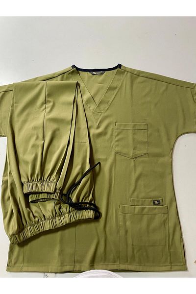EGEUNIFORM زي موحد من الليكرا باللون الأخضر الكاكي للممرضات والأطباء