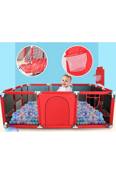 SERSIMO XXL playpen for children or babies, textile material, red, 230x122x62cm
