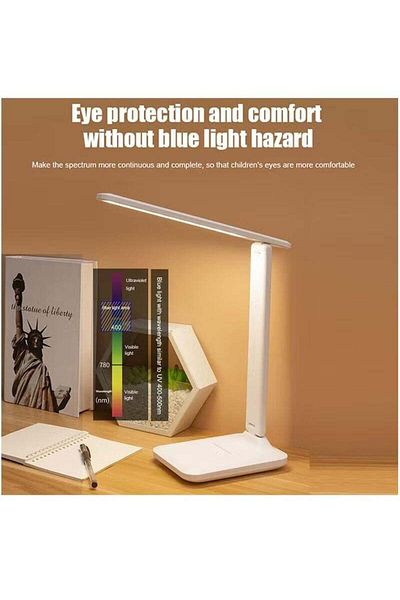 COOYA مصباح مكتب LED، مصباح طاولة لسطح المكتب، مناسب للقراءة، مصباح دراسة للأطفال، للمنزل، المكتب، أبيض