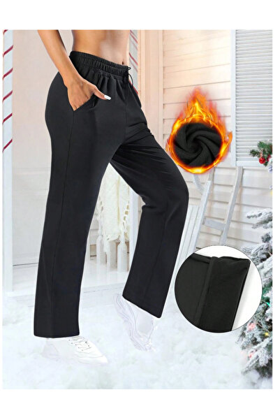LAUSRA Pantaloni negri pentru femei, mărime mare, largi, cu croială lejeră, A...