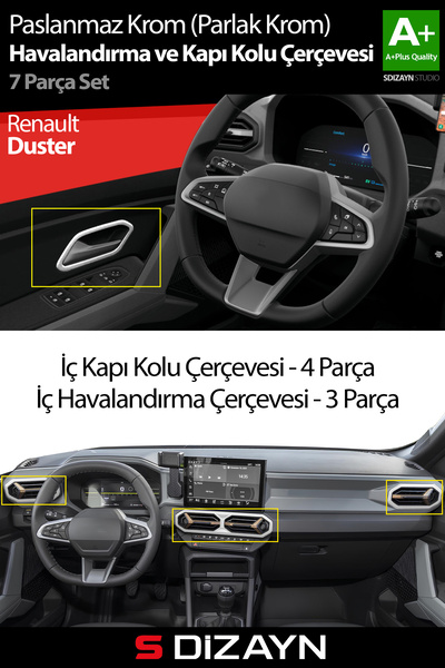S Dizayn S-Dizayn Renault Duster Krom Havalandırma ve İç Kapı Kolu Çerçevesi ...