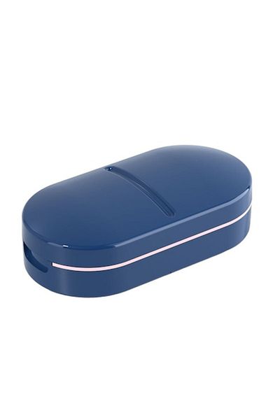 Camy Organizator de medicamente, tăietor/zdrobitor de pastile, portabil cu perie de curățare, compartiment de depozitare, 8,5x4.