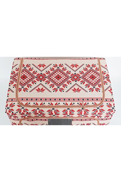 Camy Foldable Storage Box, 100 L Cotton and Linen, Front Window, 2 Zipper Access Doors, Metal Frame