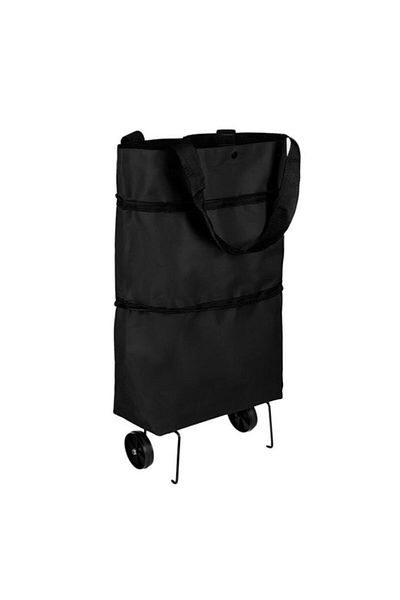 Jumbo Carucior pentru Cumparaturi, Pliabil, Negru, pentru Piata 45x39x13cm