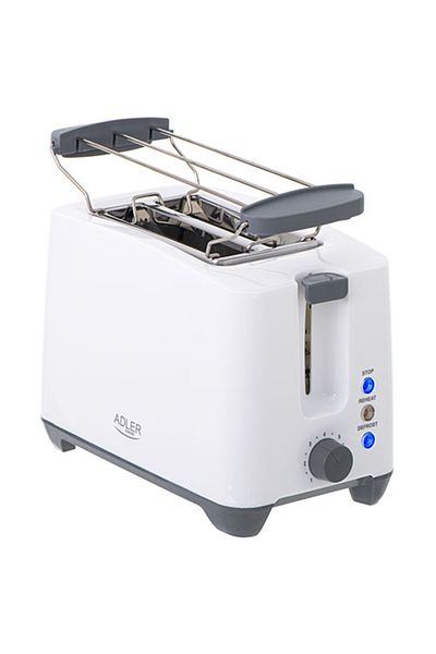 adler Hriankovač AD 3216, 750 W, 2 krajce, Variabilný stupeň opečenia, Biely