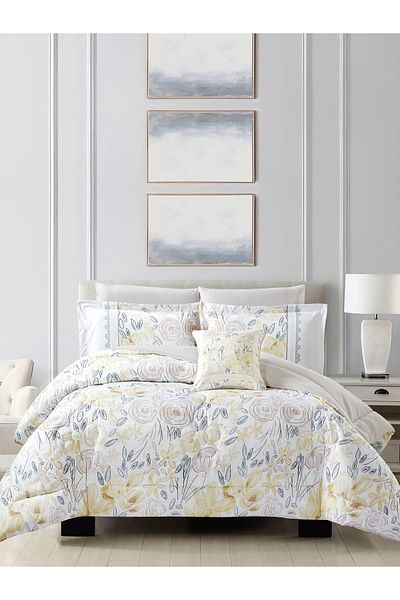 Donetella 7-Piece Digital Print Comforter Set – King Size Fits 200x200 cm, Soft Microfiber Bedding Set.