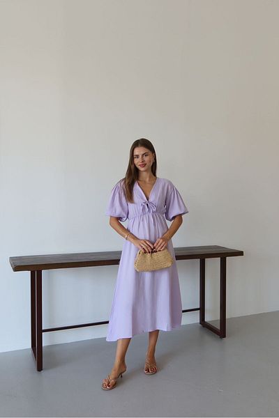 Patreon Rochie de muselina cu decolteu in V cu talie elastica