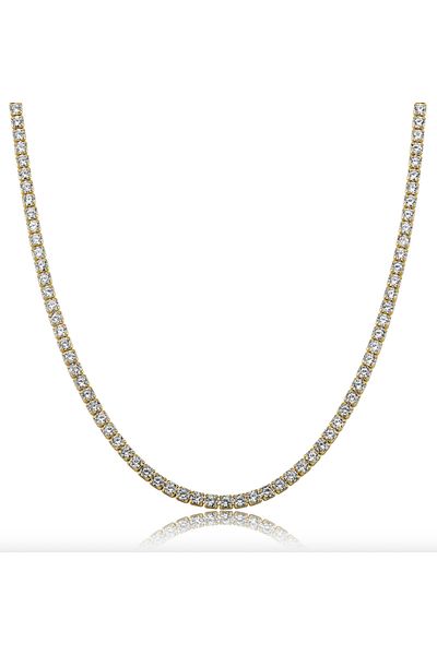 OEM Coliere de tenis pentru femei, colier choker de tenis reglabil placat cu aur de 14K pentru femei