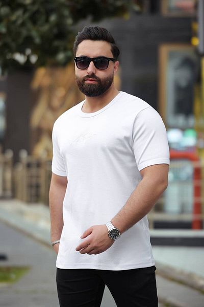 STOCX Men's Slim Fit Crew Neck T-Shirt with Embroidery Detail