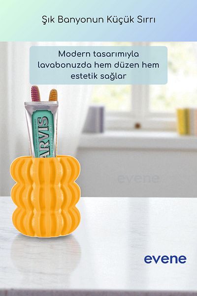 Evene Θήκη οδοντόβουρτσας Βάση οδοντόβουρτσας Βάση οδοντόβουρτσας Σκούρο κίτρινο χρώμα Μοντέλο 75