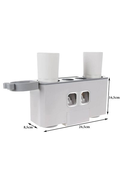 LikeSmart Dispenser pentru 2 Paste de Dinti, 4 pahare, Suport Magnetic