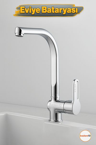 Badem10 Premium Hot Cold Adjustable Single Lever on Off Chrome Sink Kitchen Faucet Modern Wall Mounted Fixture