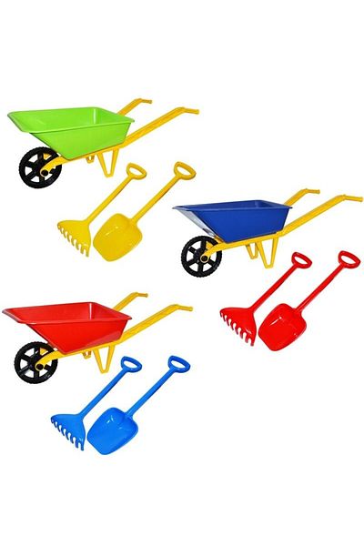 OEM Roabă cu set de lopată și greblă, jucărie de grădinărit, plastic, multicoloră